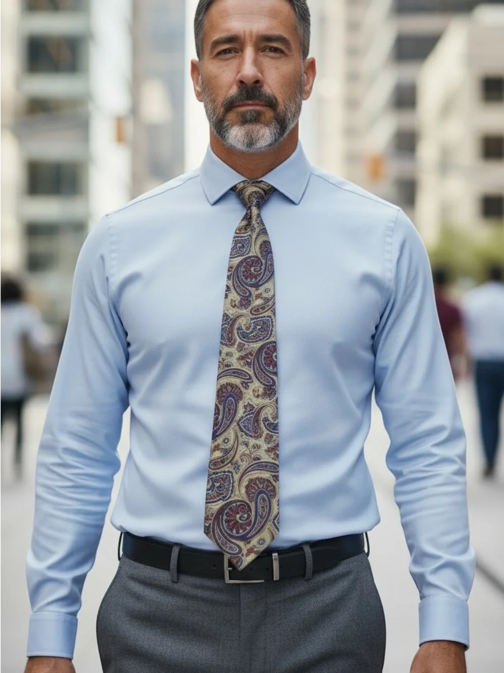 Gino Coyolli Vintage 100% Silk Paisley Necktie - Red Blue Gold Cream